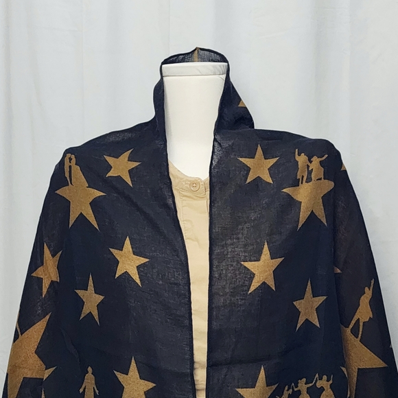 Hamilton Black And Gold Stars Shawl - Picture 3 of 5